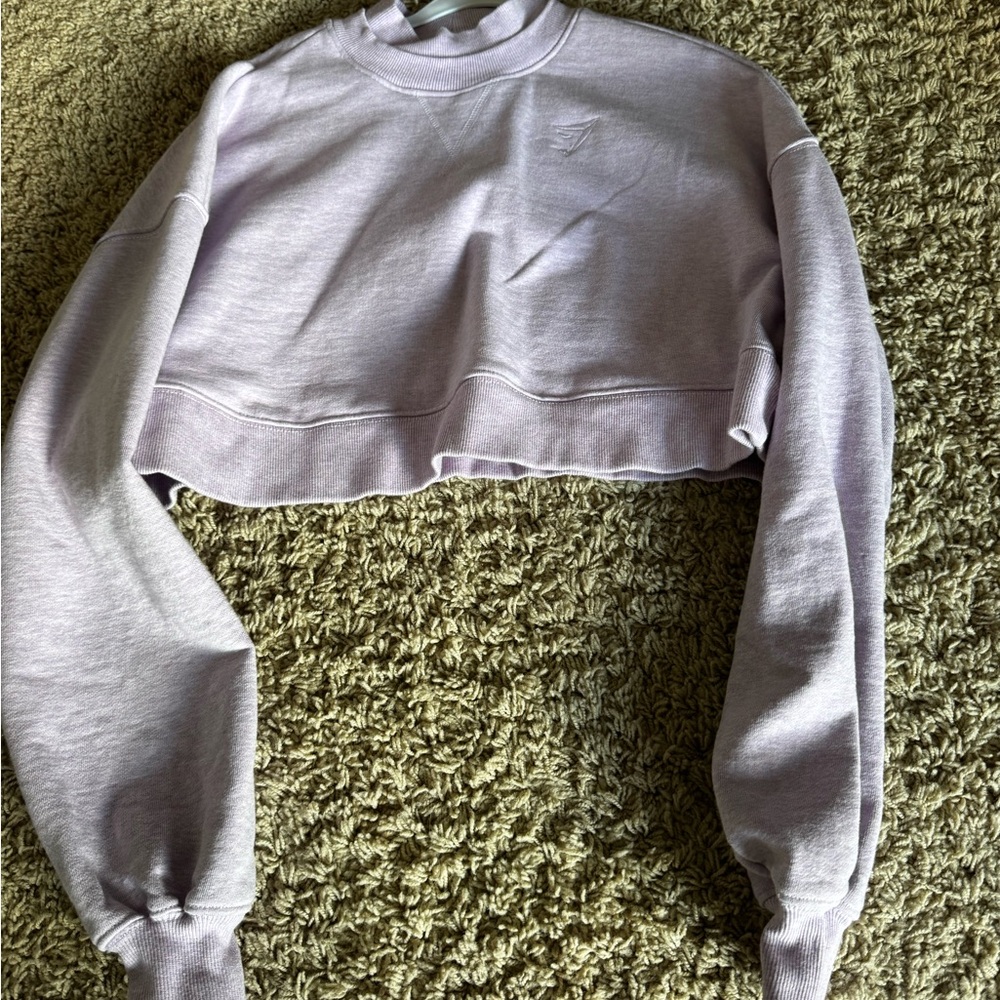 Gymshark Gray Cream Cropped Boxy Sweatshirt